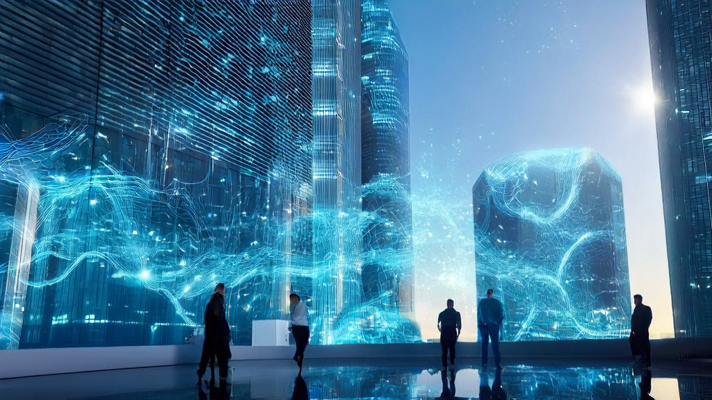 An AI intelligent acquisition system operating efficiently in a modern office environment, displaying precisely filtered customer data on the screen.