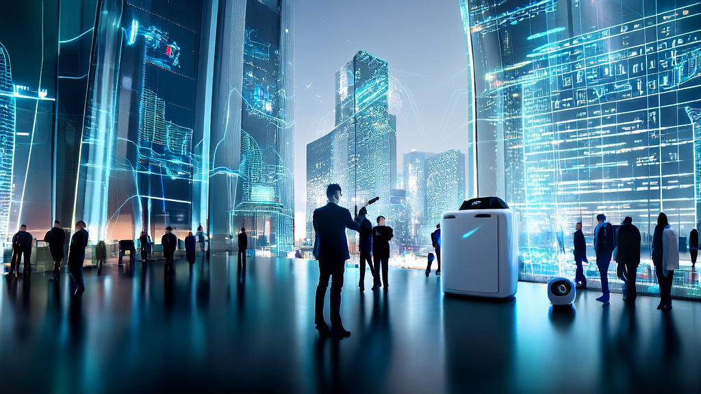 AI intelligent acquisition system enhancing sales conversion rates in a modern office environment