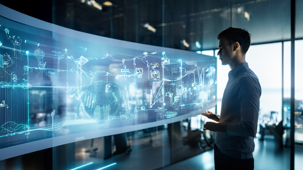 A modern office scene showcasing how AI intelligent acquisition systems are transforming B2B marketing and customer acquisition