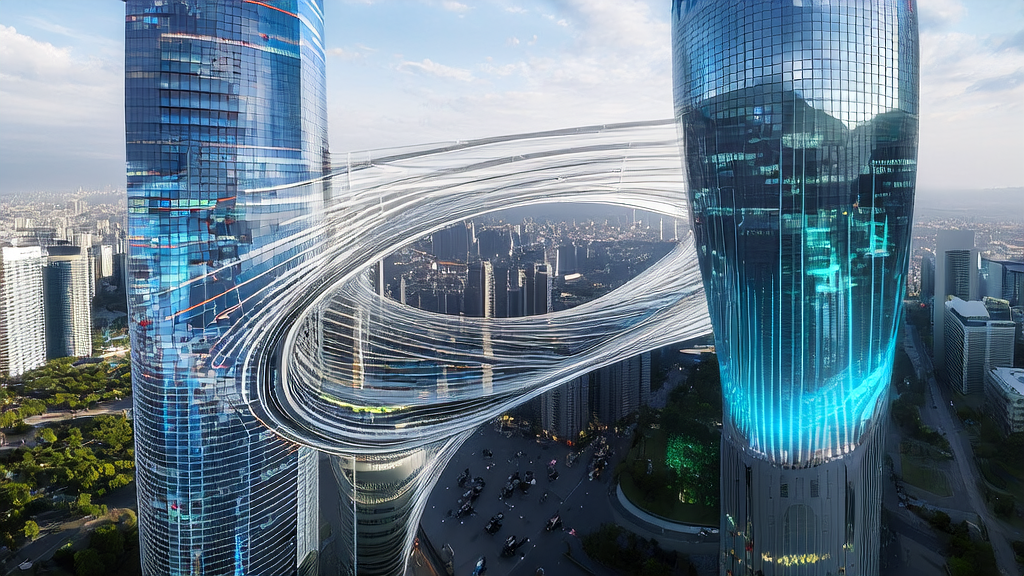 未来城市的办公楼内，技术人员通过AI智能获客系统进行大数据分析和客户挖掘