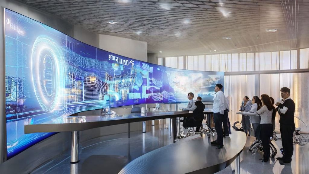 现代化办公室中员工使用AI智能获客系统进行数据分析和内容创作