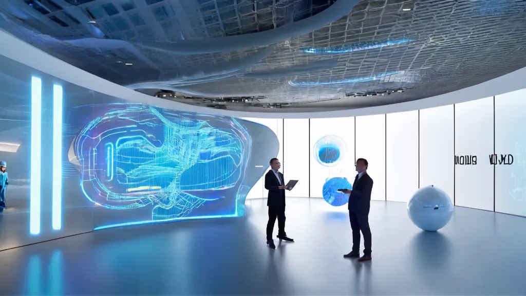 未来科技办公室内的数据科学家们使用AI智能获客系统进行邮件营销分析