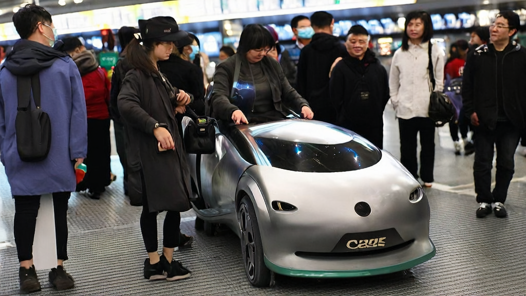 AI intelligent guide dog “Xiaosuan“ assisting a visually impaired passenger at Shenzhen subway station