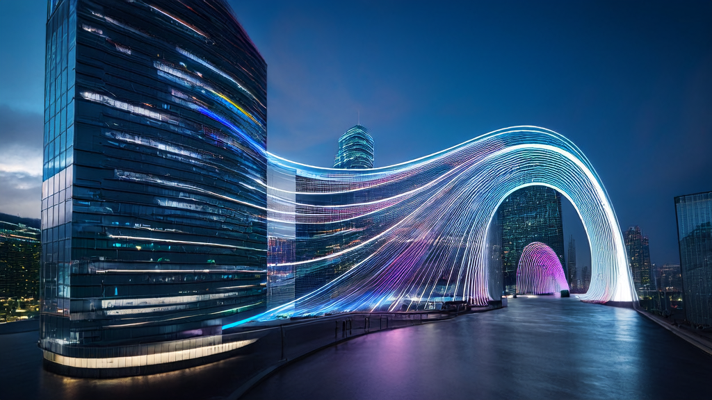 AI keyword mining and Tencent LeVo music model in a futuristic cityscape