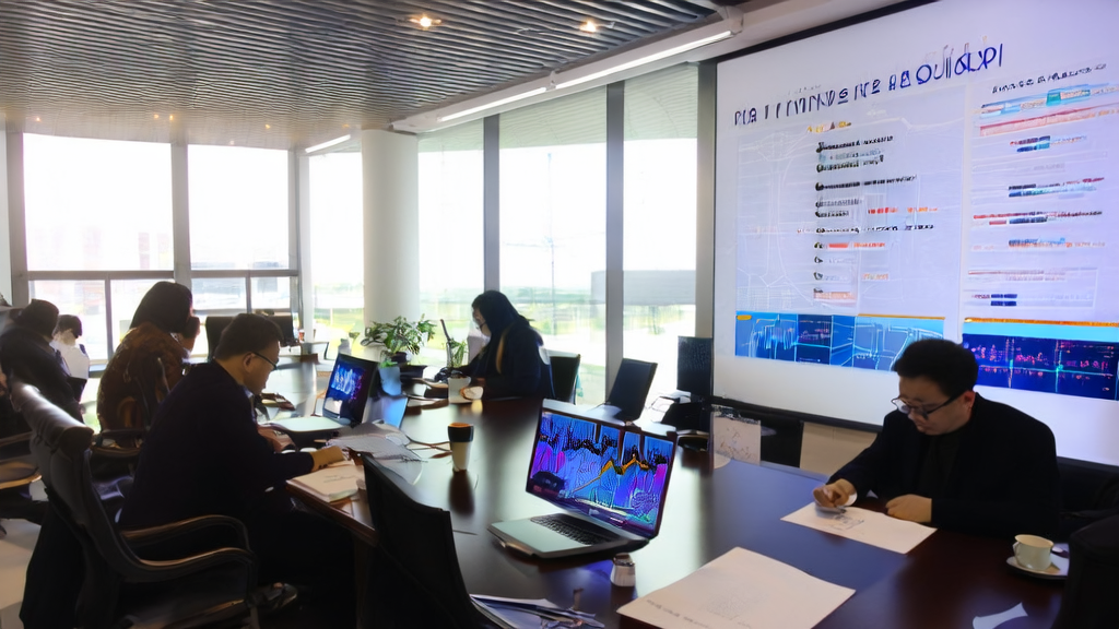 Data scientists in a modern office using AI keyword mining optimization to boost overseas market competitiveness