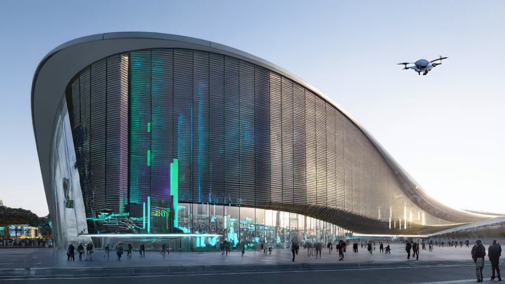 A futuristic independent site using AI keyword optimization to achieve traffic surge, with an elegant falling robot showcasing the latest AI safety technology.