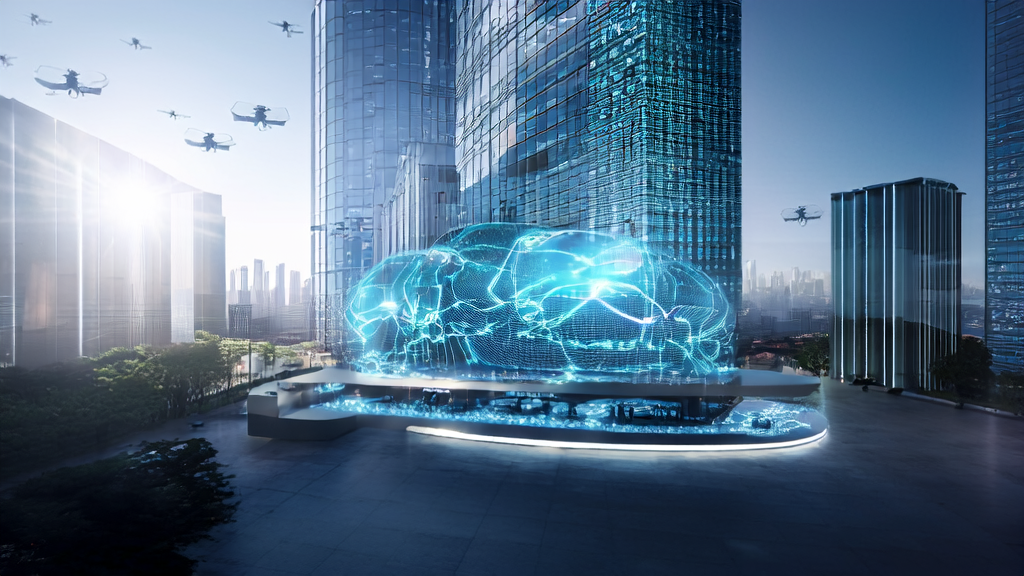 A futuristic scene showcasing how AI keyword optimization helps independent stations achieve explosive search engine traffic growth in 2025