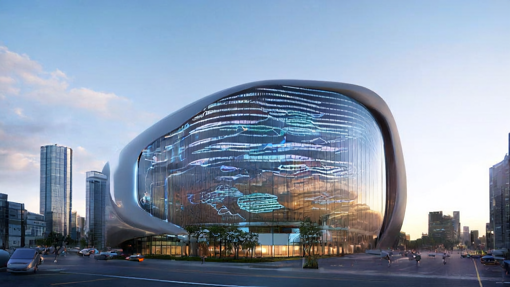 An independent station in a futuristic city uses AI technology for keyword optimization to achieve a surge in search engine traffic