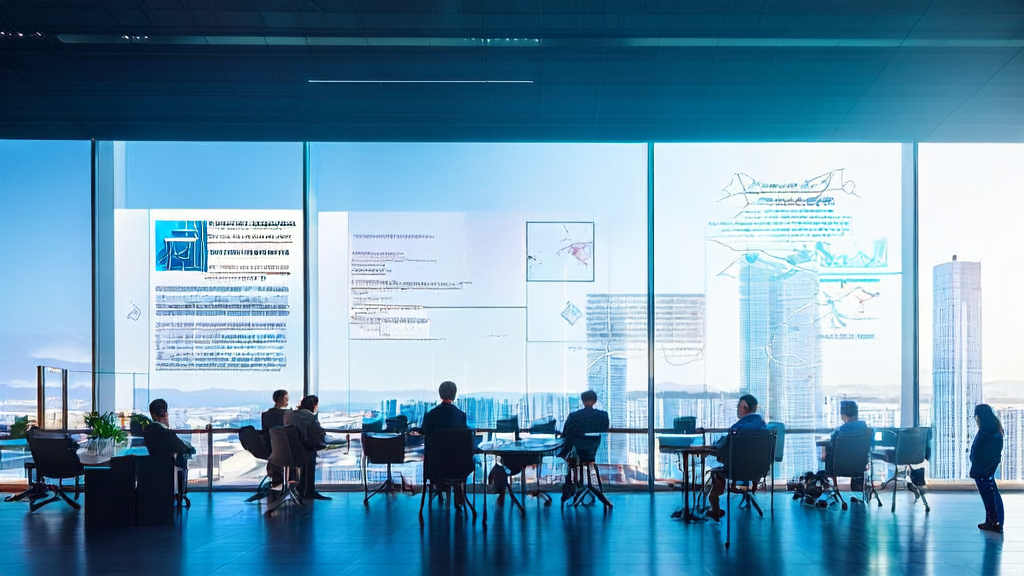 Independent station team using AI technology for keyword optimization to achieve explosive traffic growth in a futuristic city