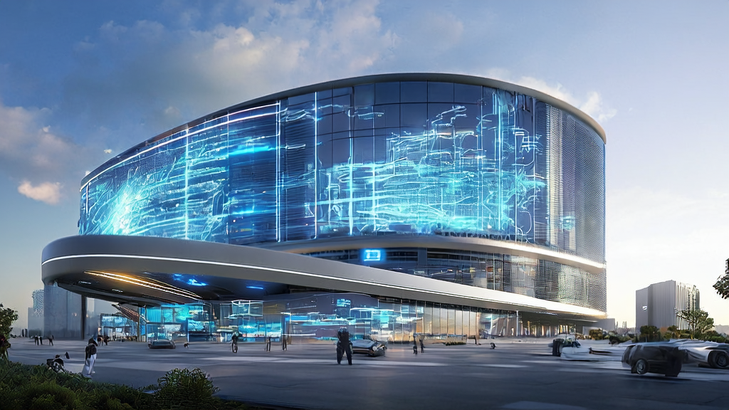 AI technology leading traffic growth for independent stores in 2025, showcasing the future city's AI applications and the work scene inside an e-commerce building.