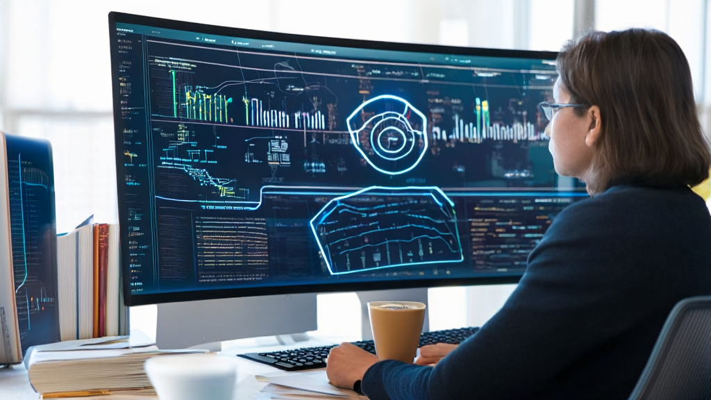 Data analyst using Dia browser's built-in AI technology for customer data cleaning and analysis to optimize AI marketing strategies