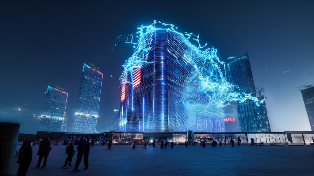 AI data center in a modern city and its impact on power consumption