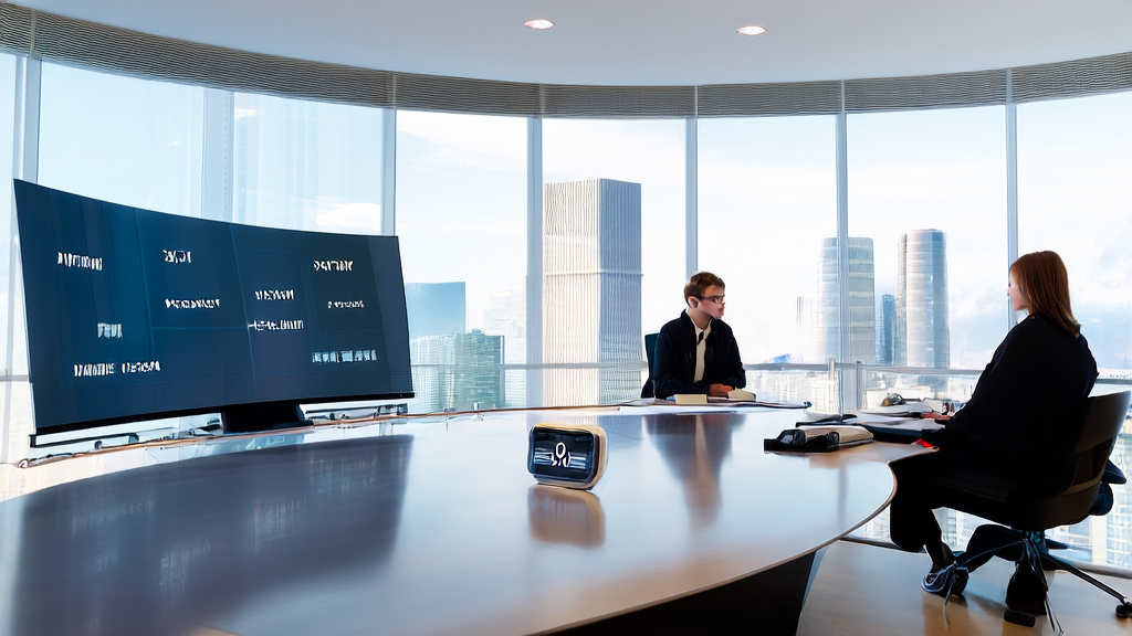 年轻创业者们在现代化办公室中利用AI技术和Quora客户采集进行精准营销,提升外贸B2B市场的效率和竞争力。