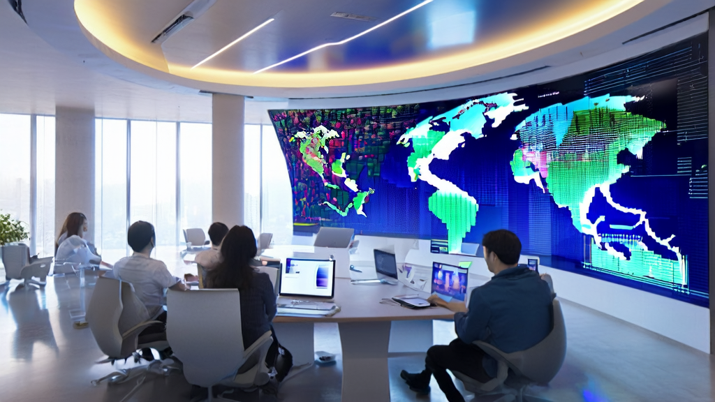 Office scene showcasing AI technology for enhancing cross-border e-commerce customer acquisition