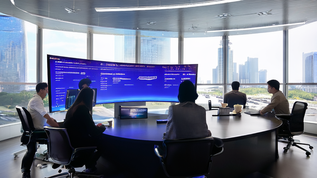 现代办公室中员工使用百度文心大模型进行客户数据清洗