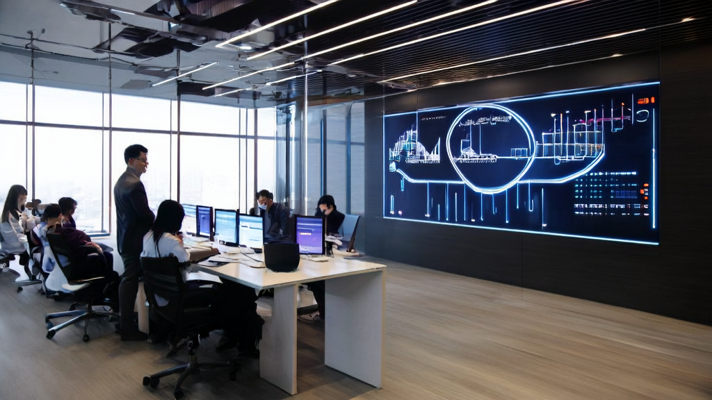 In a modern office, a manager is presenting AI marketing and Alitrip's AI agents to the team
