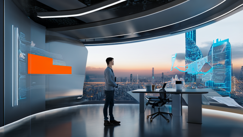 年轻创业者在高科技办公室中利用Seed-OSS模型探索新型获客渠道