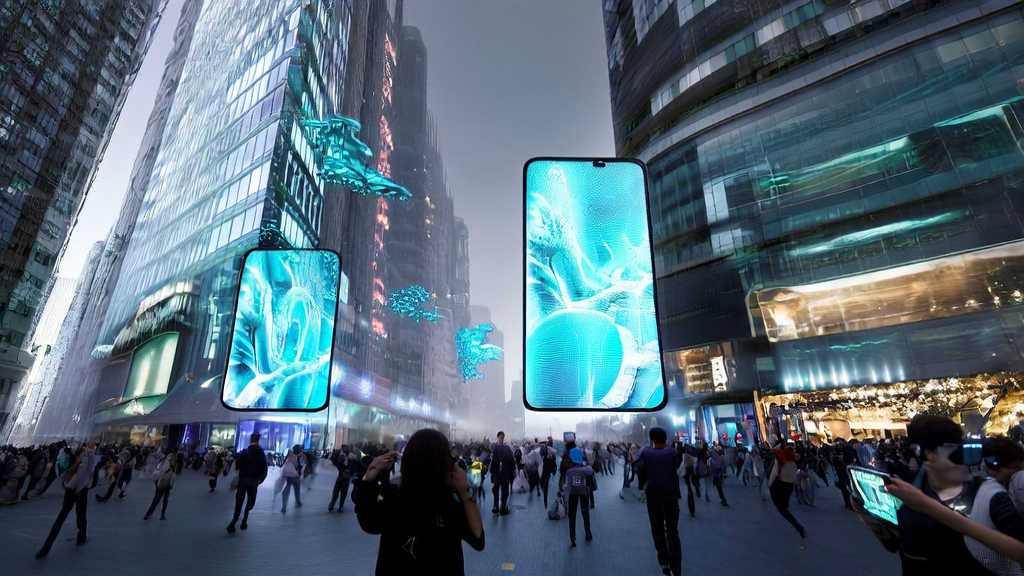 苹果公司开源的FastVLM和MobileCLIP2为AI营销带来革命性变化，展示未来城市中智能广告与用户互动的场景。