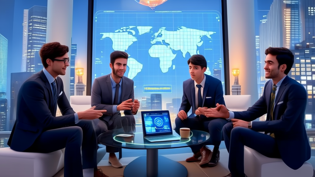 AI marketing transforming the trade industry, showcasing entrepreneurs utilizing AI technology to optimize marketing strategies.