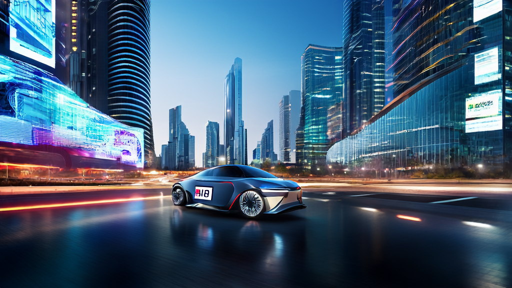 Unmanned car in a futuristic city with the Kimi K2 model generating personalized marketing content