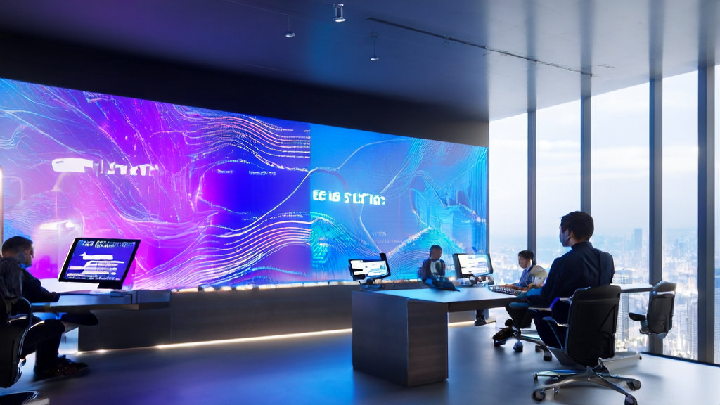 未来办公室内技术人员利用AI算法进行客户数据清洗和分析