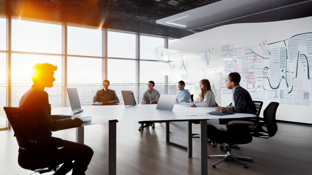 阳光照射下的办公室内,团队成员正利用AI神器LlamaParse进行高效的邮件营销策略分析。