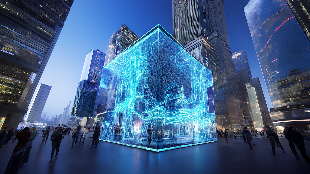 未来城市中的AI营销公司展示DeepSeek大语言模型专利技术