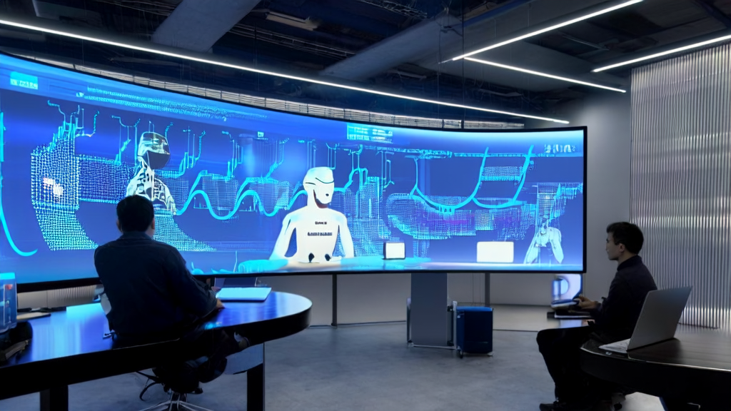 E-commerce team using AI technology to analyze customer data and generate 3D digital humans to enhance marketing efficiency