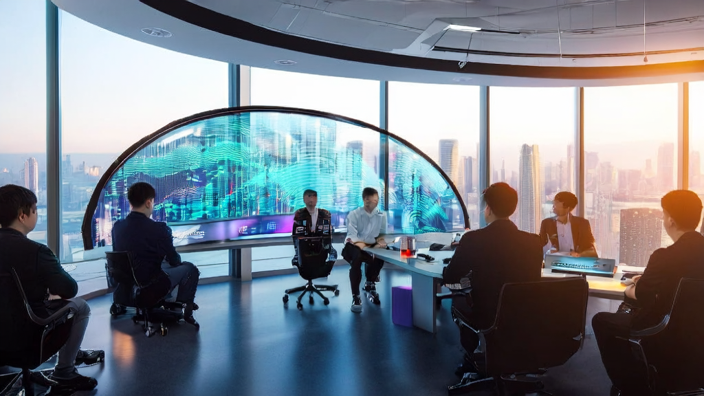 Scene of a modern office showcasing AI marketing technology, including the application of Huawei's Pangu Model 5.5