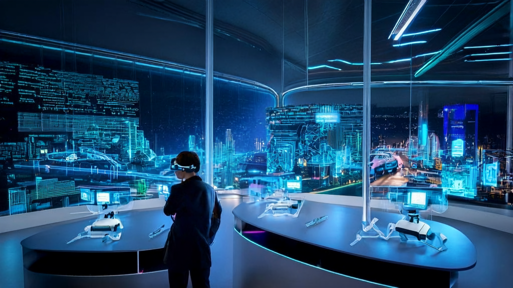 研究人员在高科技实验室中使用Halliday隐形智能眼镜分析营销数据