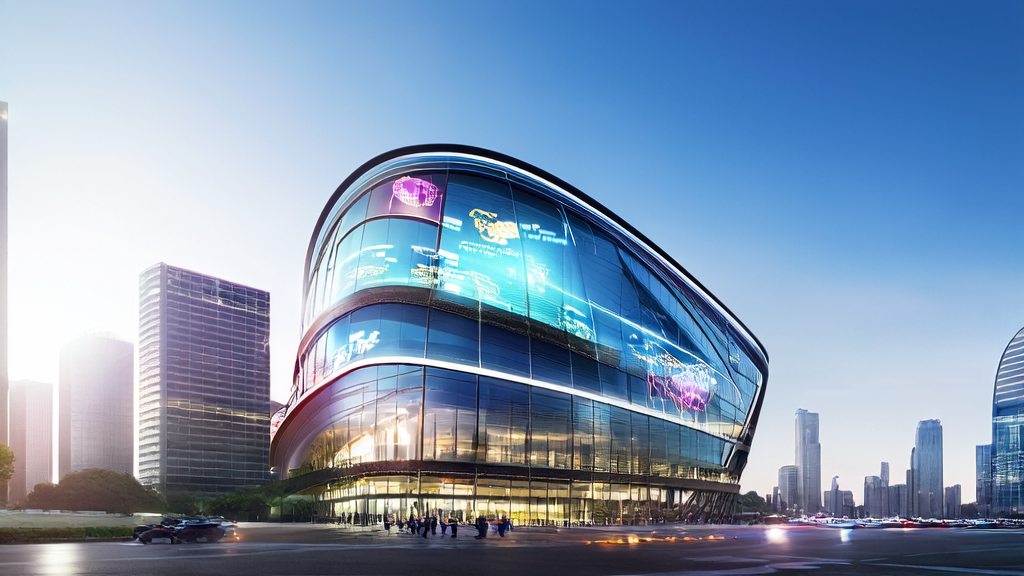 未来城市的现代化办公楼中，市场营销专家利用AI驱动的声音模型与全球客户进行实时互动。