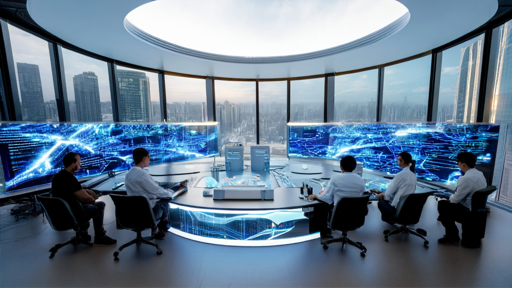 Developers using Xiyu Tech's MiniMax Agent for AI marketing in a high-tech lab
