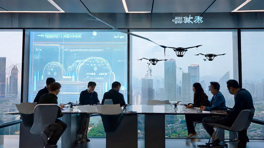 AI营销引领未来：打造高效的外贸获客新模式，展示现代化办公室中员工使用AI工具分析LinkedIn客户数据，并强调网信办整治行动的重要性。