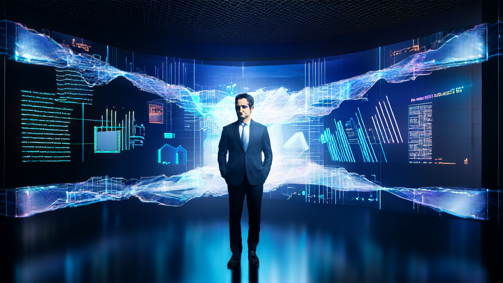 A business professional using AI technology for customer acquisition on LinkedIn, with the background showcasing NVIDIA's OCR code reasoning AI model