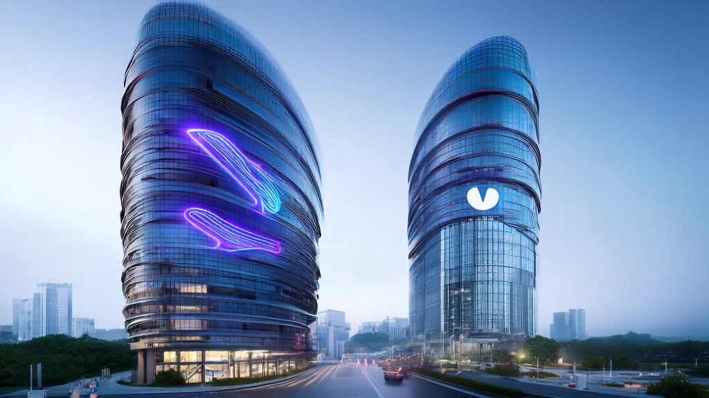 未来城市的高科技景象，展示了Meta与Scale AI合作带来的变革