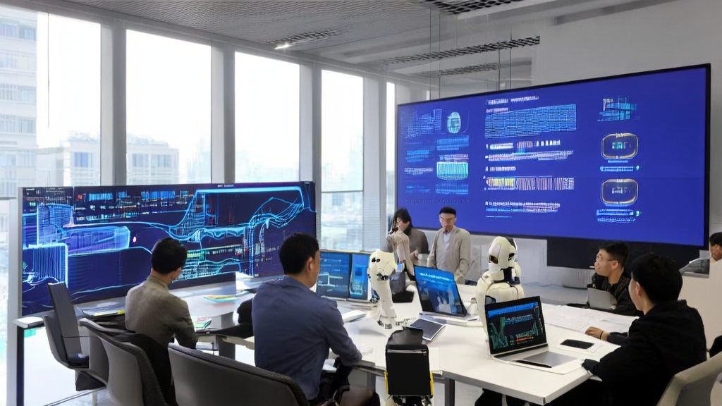 现代办公室中，营销人员使用AI技术进行客户数据清洗和分析