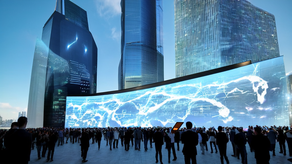 未来城市中的营销专家正在展示基于AI的高转化邮件策略