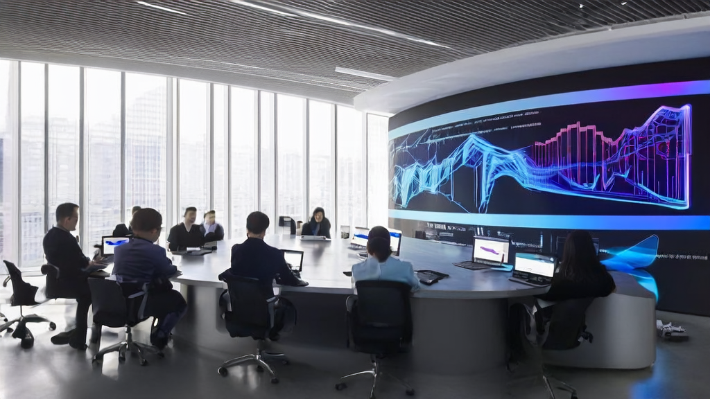 A modern office bathed in sunlight, showcasing AI algorithms and Waver 1.0 generated artistic videos, symbolizing the new era of AI marketing