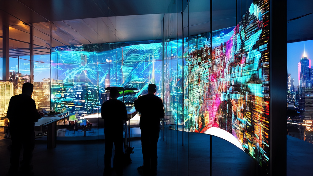 工程师们在现代办公楼内探讨如何利用开源大模型破解AI推理成本与延迟难题