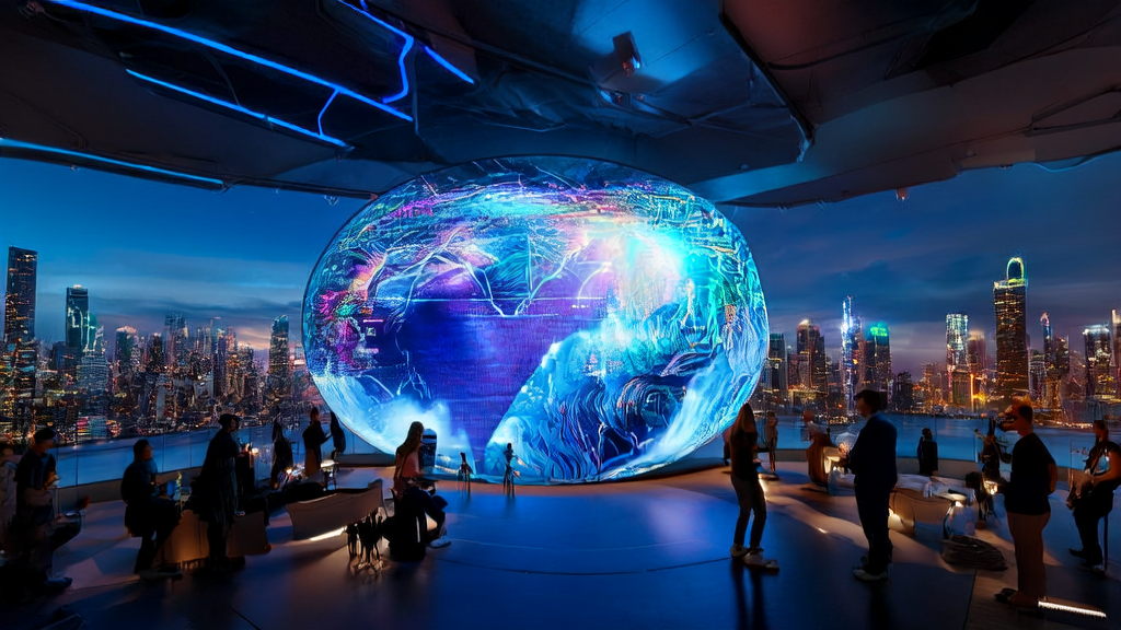 A creative marketing agency in a futuristic city uses AI technology to rebuild brand identity and improve conversion rates