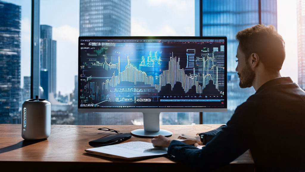 一位市场营销专家在现代化办公室中利用AI技术优化广告投放策略