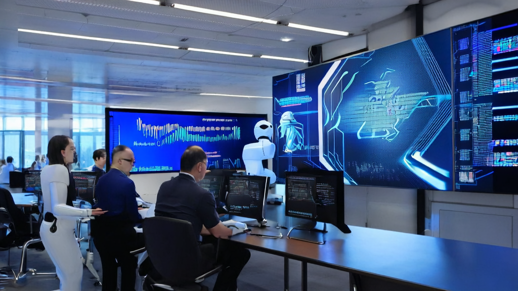 In a modern office environment, employees are using AI technology to analyze customer data and enhance customer acquisition efficiency while following updates on Musk's xAI company.