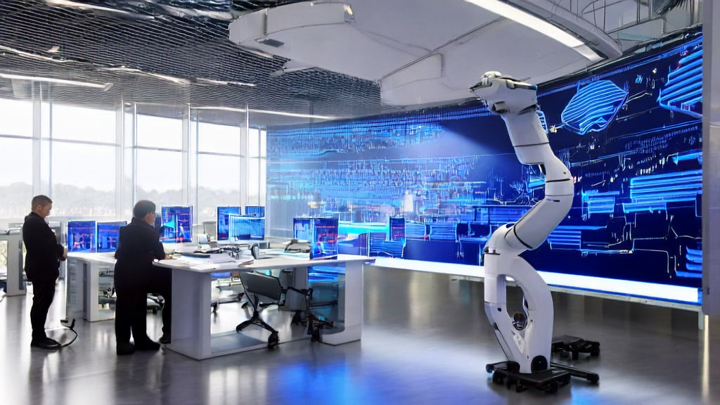 Engineers in a modern office using AI technology for email marketing analysis