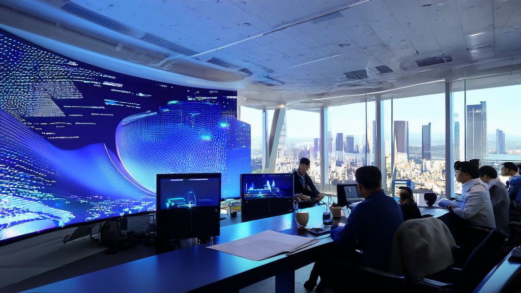 AI邮件营销的新时代：GPT-5引领变革，工程师们在充满科技感的办公室中优化AI算法，提升邮件营销效率。