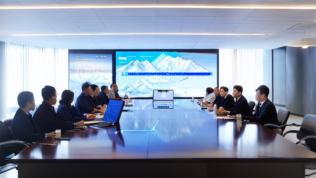会议室中的企业高管正在讨论AI驱动的客户获取解决方案，背景是昆仑大模型的应用场景