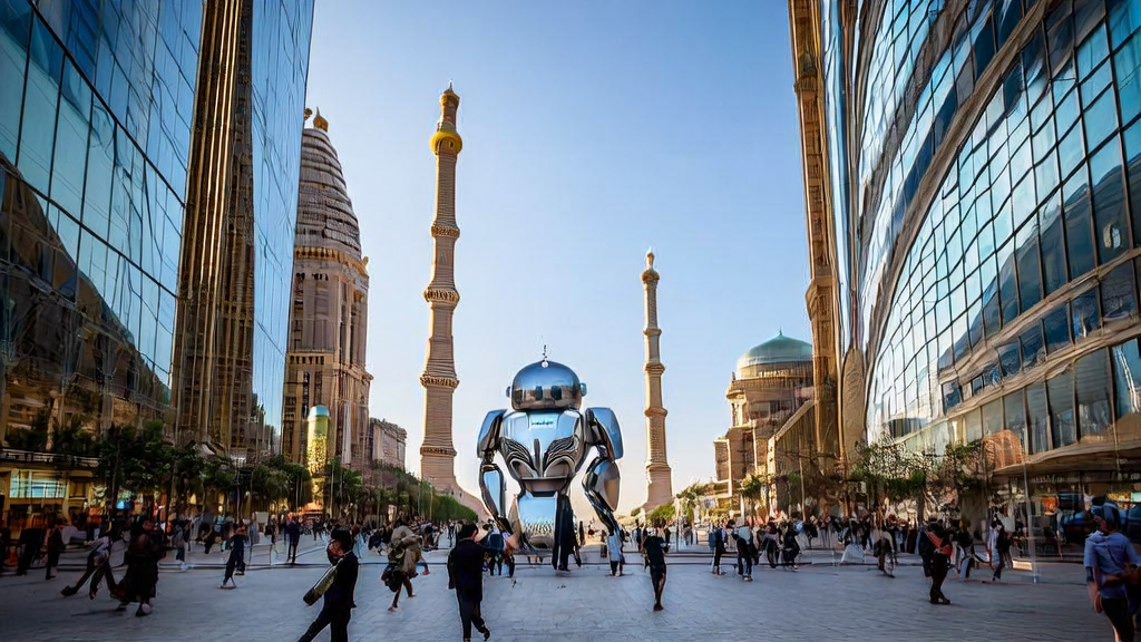 AI marketing strategies in the Middle East market, showcasing the blend of modern technology and traditional culture