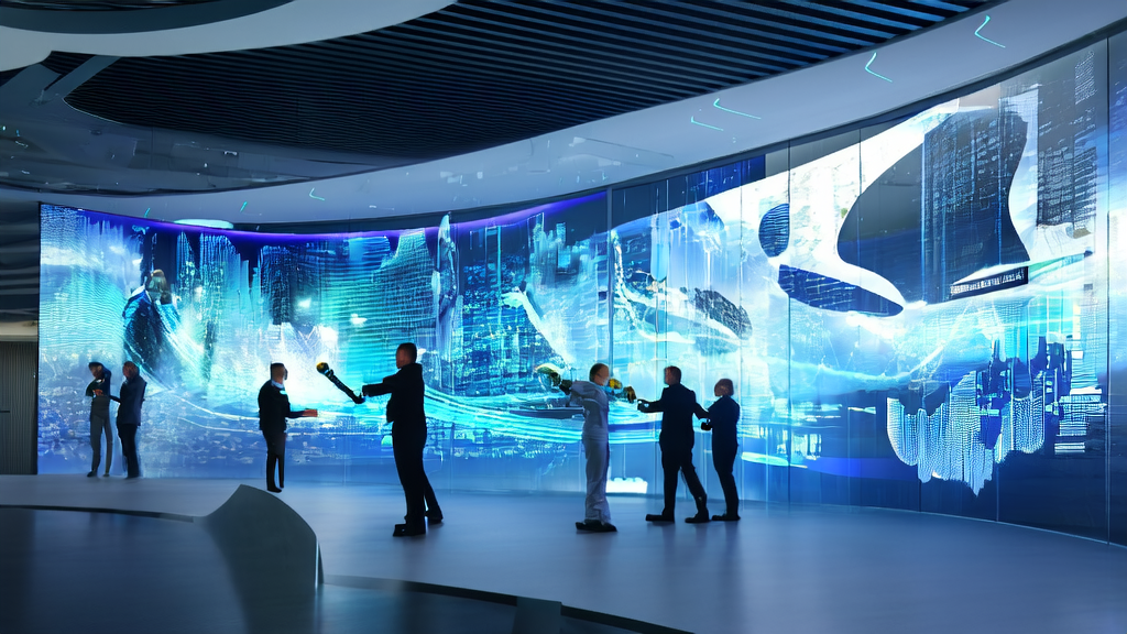 展示AI技术如何革新营销策略的未来感办公室场景