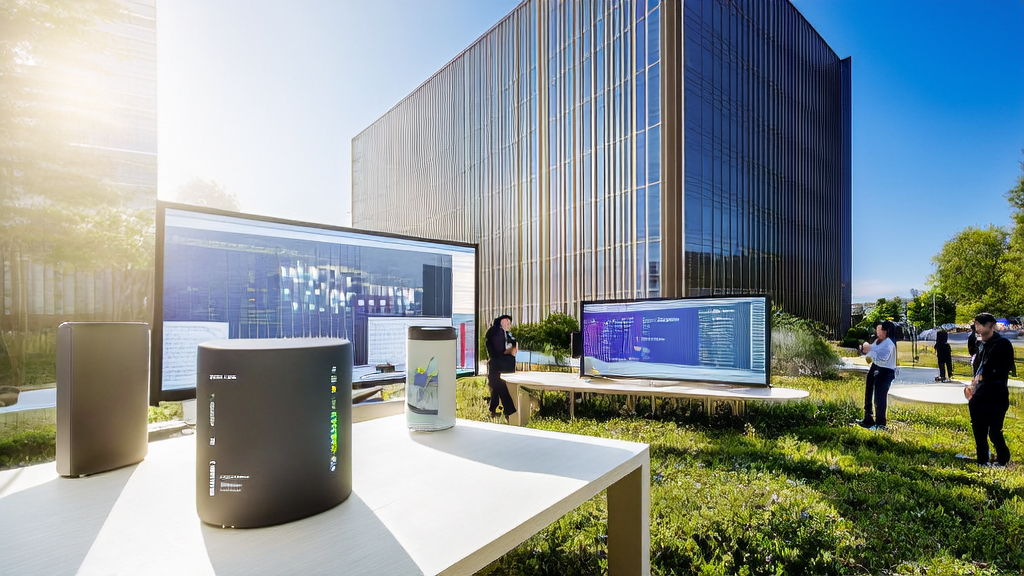 AI+营销助力企业智能化转型，展示现代办公场景中使用天猫精灵Q糖、DeerFlow和UGMathBench的情景。