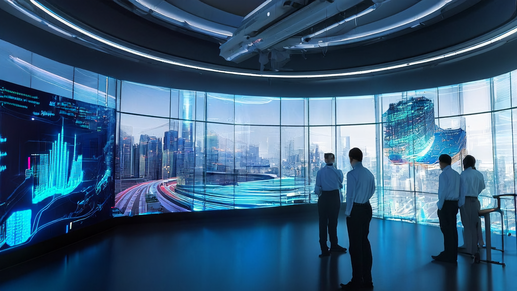 未来科技实验室中展示AI营销流程和Wan 2.2-S2V模型生成的内容