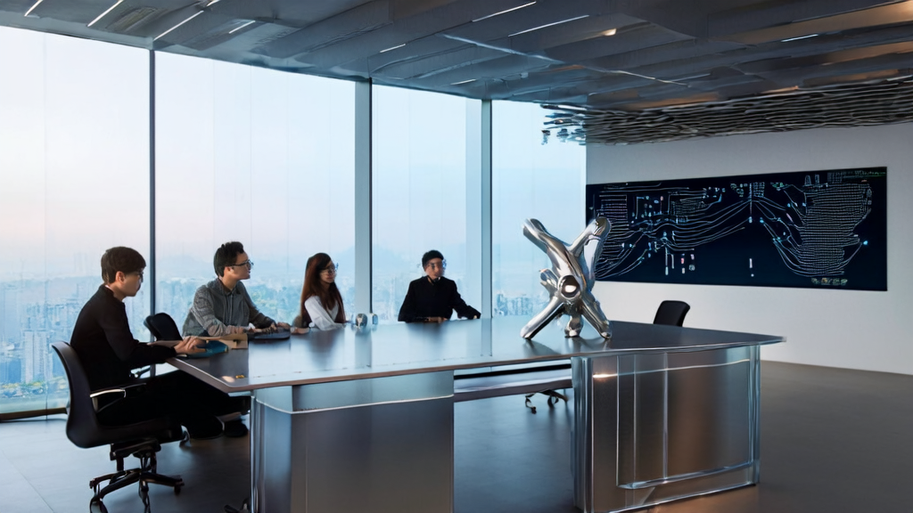 Modern office employees using AI technology for precise marketing and intelligent decision-making